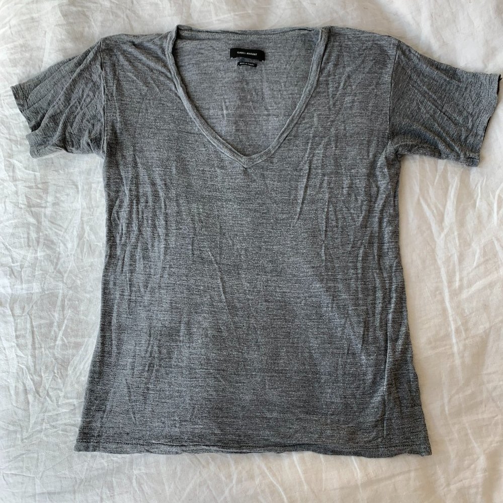 Isabel Marant Grey V-Neck Dolman Sleeve T-Shirt